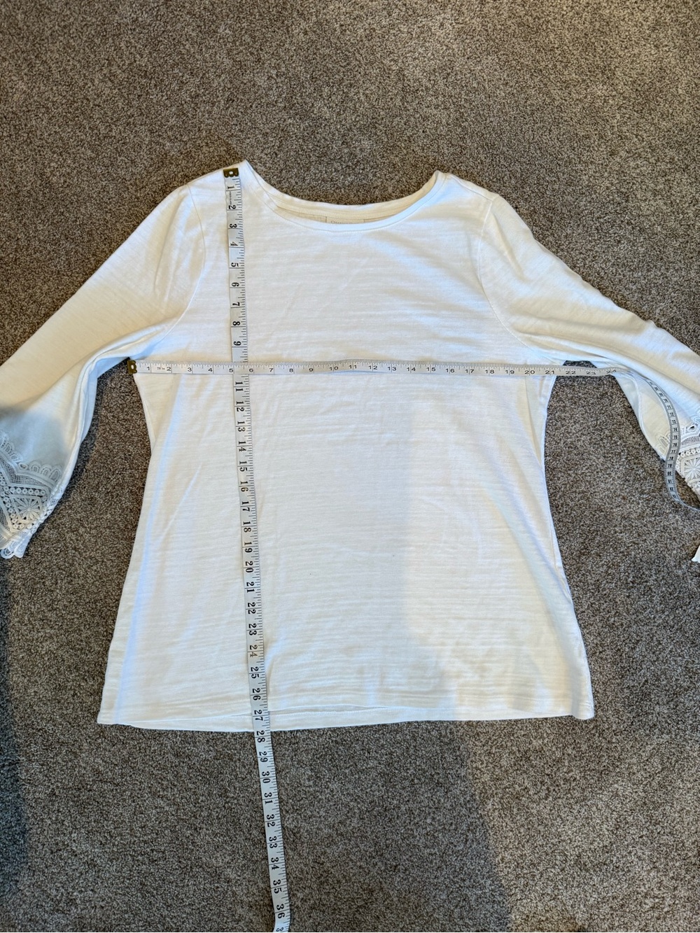 New Charter Club White Lace Sleeve Top Size Large NWT - Picture 6 of 6